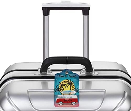 Time to Travel Luggage Tag Set of 2 Leather Luggage - Travel With Glen