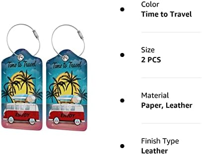Time to Travel Luggage Tag Set of 2 Leather Luggage - Travel With Glen
