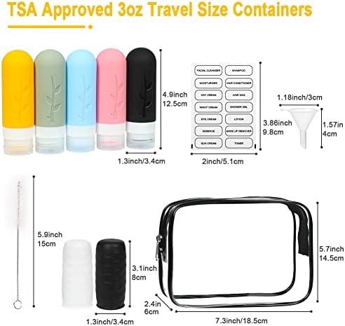 Shintop 11 pack Travel Bottles for Toiletries, 3oz TSA Approved - Travel With Glen