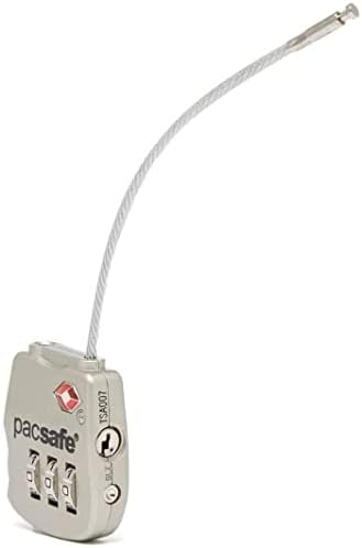 Pacsafe Prosafe 800 TSA Accepted 3-Dial Cable Lock, Silver - Travel With Glen