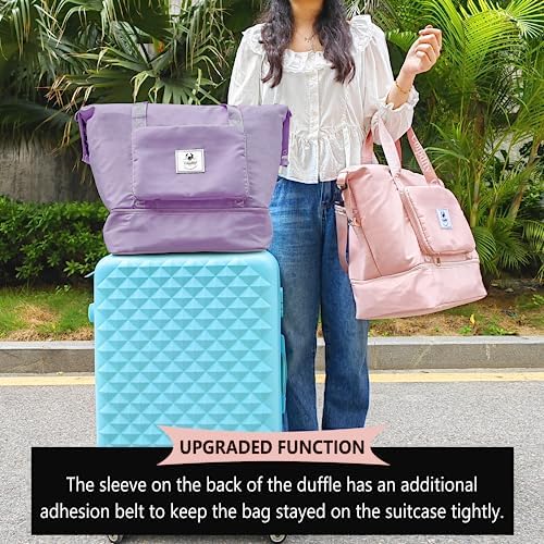 Foldable Dry/Wet Separation Travel Duffle Bag for Women Carry On - Travel With Glen