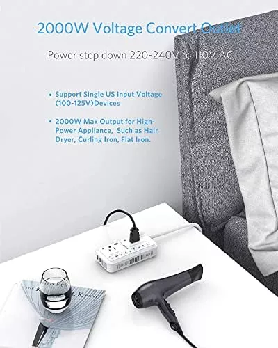 BESTEK 2000W Travel Voltage Converter, Power Step Down 240V to - Travel With Glen