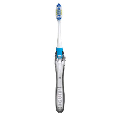 GUM Travel Toothbrush with Antibacterial Bristles, Folding Handle, Soft Bristles, - Travel With Glen