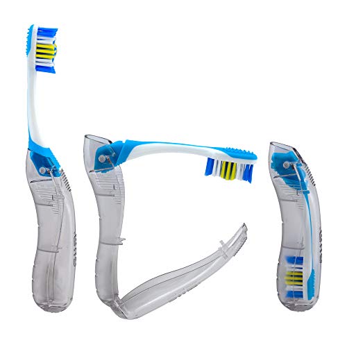 GUM Travel Toothbrush with Antibacterial Bristles, Folding Handle, Soft Bristles, - Travel With Glen