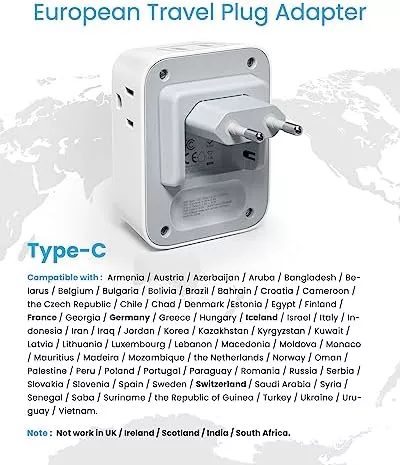 European Travel Plug Adapter, VINTAR Foldable International Travel Adapter with - Travel With Glen