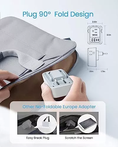 European Travel Plug Adapter, VINTAR Foldable International Travel Adapter with - Travel With Glen