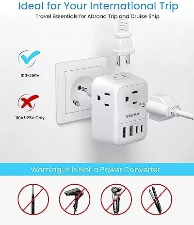 European Travel Plug Adapter, VINTAR Foldable International Travel Adapter with - Travel With Glen