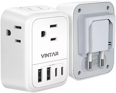 European Travel Plug Adapter, VINTAR Foldable International Travel Adapter with - Travel With Glen Travel adapter