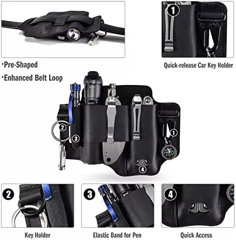 Leather Multitool Sheath - EDC Belt Organizer for Leatherman Tools, - Travel With Glen