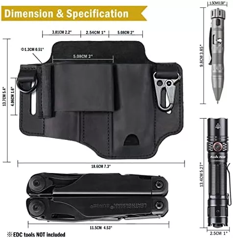 Leather Multitool Sheath - EDC Belt Organizer for Leatherman Tools, - Travel With Glen