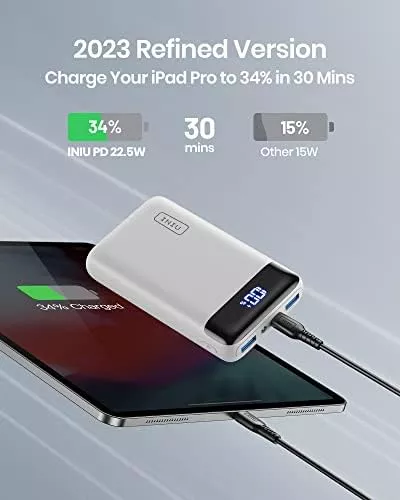 INIU Portable Charger, 22.5W PD3.0 QC4.0 Fast Charging LED Display - Travel With Glen