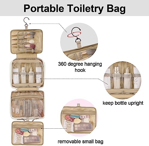 Fixwal Travel Toiletry Bag for Women, Large-capacity, White, Water-resistant, Makeup - Travel With Glen