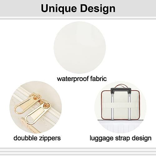 Fixwal Travel Toiletry Bag for Women, Large-capacity, White, Water-resistant, Makeup - Travel With Glen