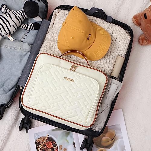 Fixwal Travel Toiletry Bag for Women, Large-capacity, White, Water-resistant, Makeup - Travel With Glen