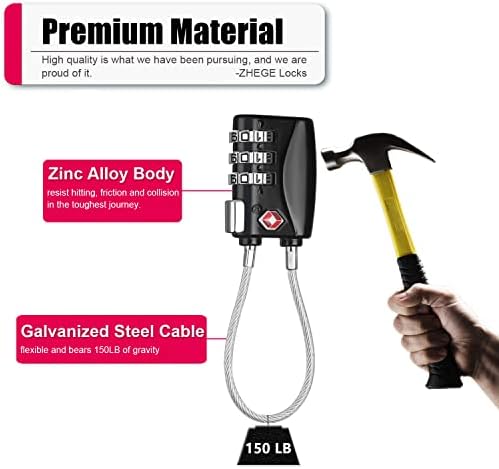 ZHEGE TSA Approved Luggage Locks, 4 Pack, Travel Padlocks, 3 - Travel With Glen