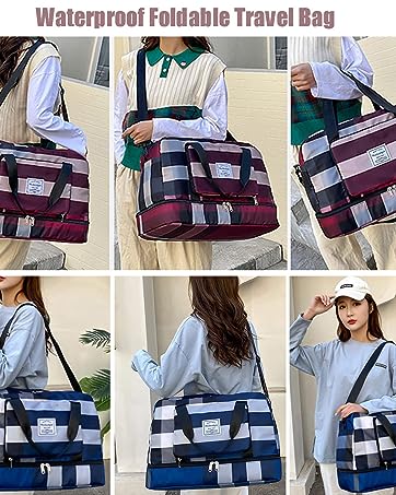 Foldable Dry/Wet Separation Travel Bag, Lightweight Waterproof Foldable Travel Duffel - Travel With Glen