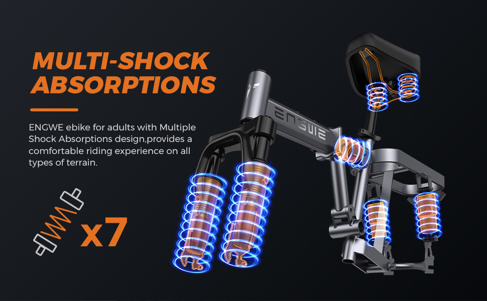 Mini Ebike with Multiple Shock Absorbers for a smooth riding