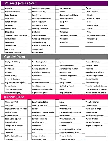 Ultimate Road Trip Planner Packing Checklist -Laminated & Double Sided ...