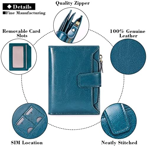 GOIACII Small RFID Wallet For Women – Bifold Credit Card Holder With Zipper Coin Pocket, ID Window, Compact Vegan Leather