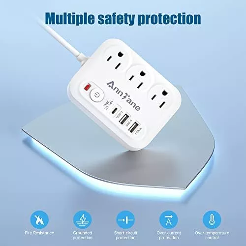 European Travel Plug Adapter with USB C, 4FT Extension Cord, - Travel With Glen