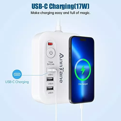 European Travel Plug Adapter with USB C, 4FT Extension Cord, - Travel With Glen