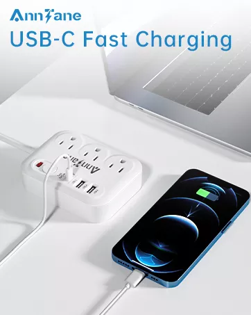 European Travel Plug Adapter with USB C, 4FT Extension Cord, - Travel With Glen