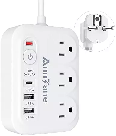 European Travel Plug Adapter with USB C, 4FT Extension Cord, - Travel With Glen Travel adapter