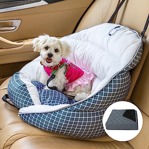 Dog Car Seats for Small & Medium Dogs with Puppy Training Pads, Pet Booster Car Seat with Adjustable Dog Seat Belt, Black Car Seat for Dogs, Washable & Portable Dog Travel Carrier Bed