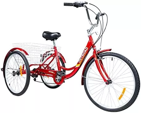 Max4out 7-Speed Adult Tricycle with Large Basket 24/26 Inch, Stable - Travel With Glen Electric trike