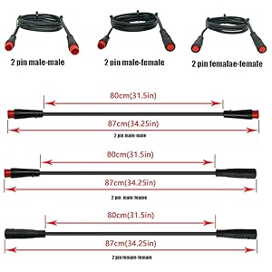 Extension Cable 2PIn male-male/2 pin male-female/2 pin female-female Size