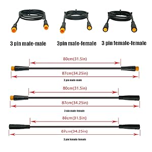 Extension cable 3 pin male-male /3pin male-female /3pin female-female size