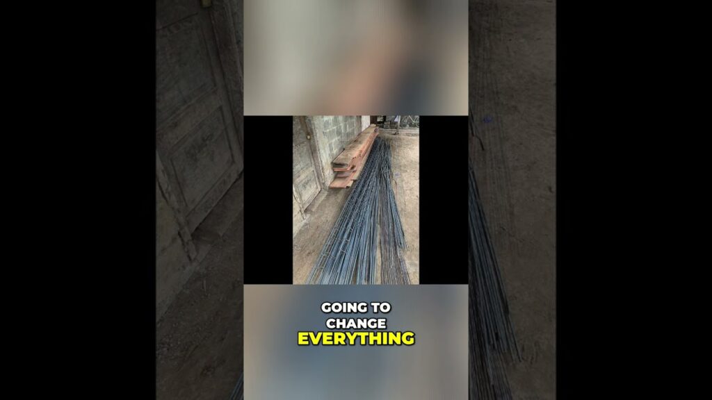 Construction site with steel rebar and wooden planks; captioned, 'Going to change everything'.