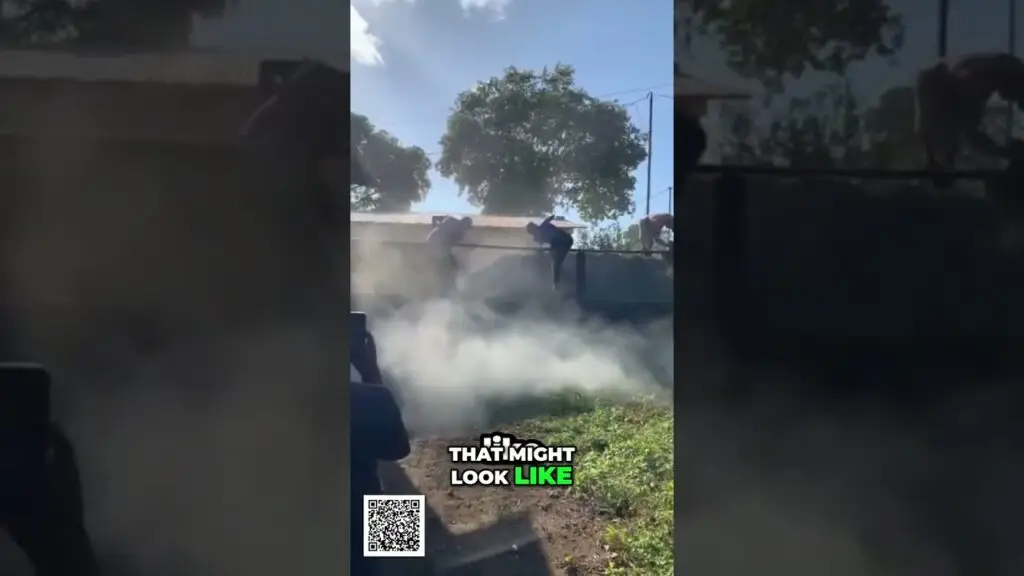 Build Trust Stop Email Unsubscribes Boost Conversions shorts - Travel With Glen People on a roof above a smoky yard, reaching over a railing as smoke billows below; watermark 'That Might Look Like' with a QR code at the bottom.