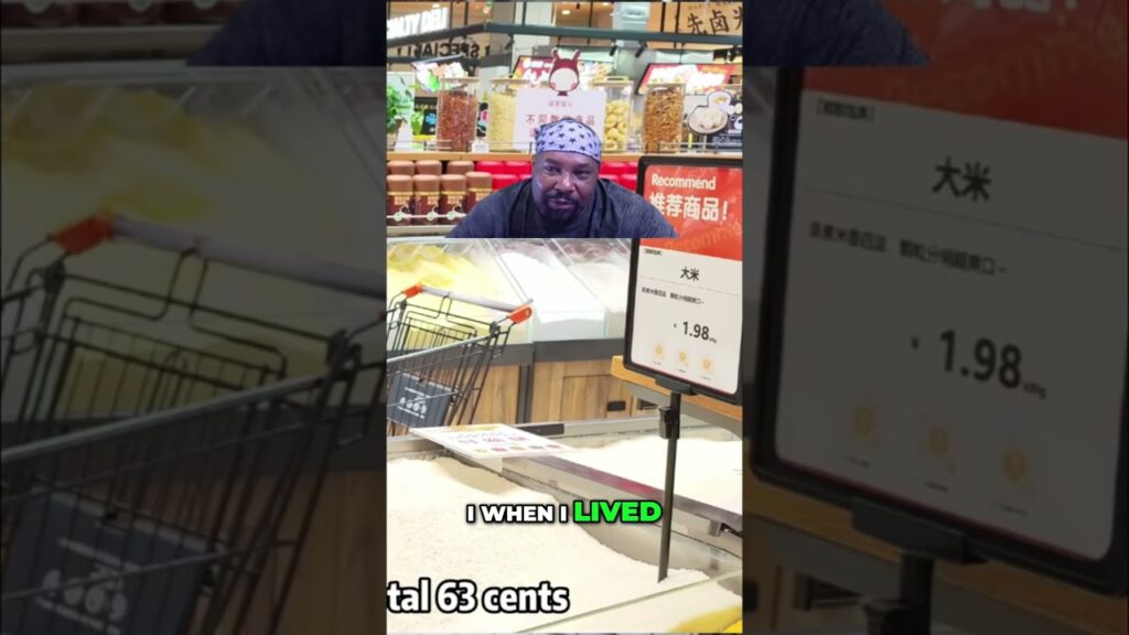 Man with a star-pattern bandana in a supermarket behind a shopping cart; price sign shows 1.98; meme caption 'I WHEN I LIVED'.