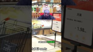 Man with a star-pattern bandana in a supermarket behind a shopping cart; price sign shows 1.98; meme caption 'I WHEN I LIVED'.