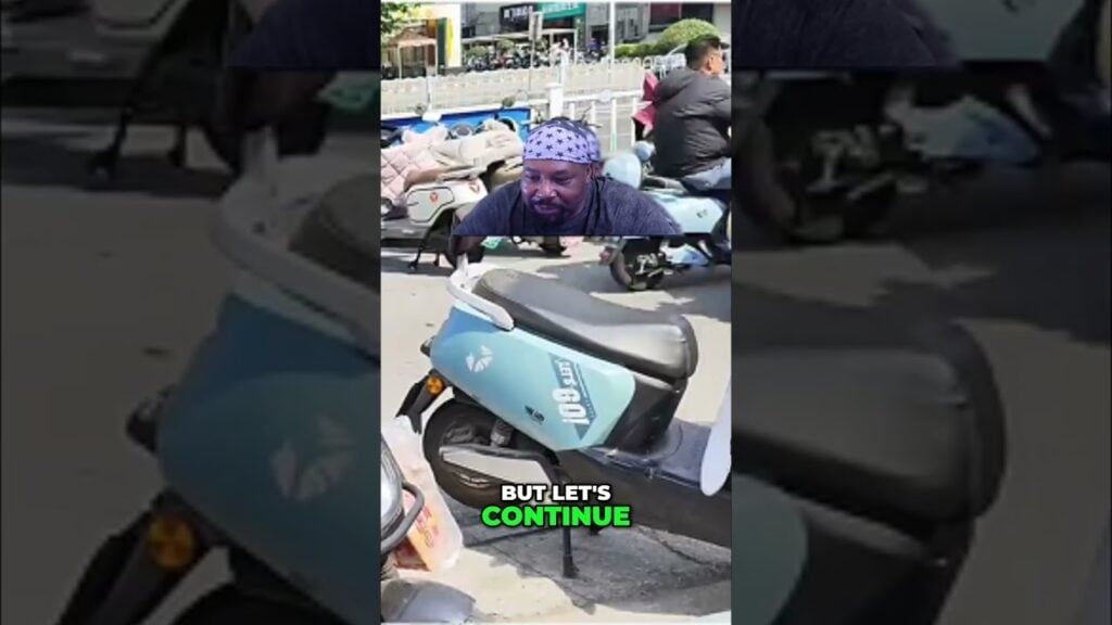 Global Food Pricing More Than Just China shorts - Travel With Glen Meme thumbnail: man wearing a star-pattern bandana sits on a light blue scooter in a busy outdoor area; caption reads 'BUT LET'S CONTINUE' in white and green.