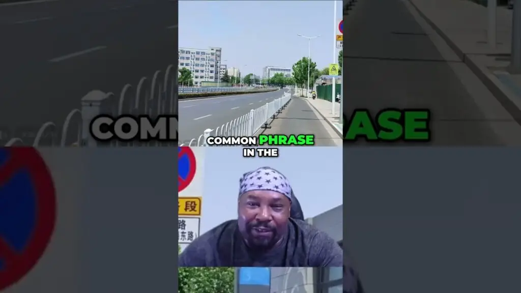 Thumbnail collage: city street scene at the top with a man wearing a star-pattern bandana speaking in a video, overlaid by bold text 'COMMON PHRASE IN THE'.
